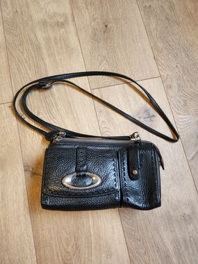 Vtg Y2k Brighton Western Black Leather Crossbody Wallet Purse Small Shoulder Bag
